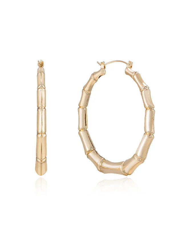 Bamboo 18kt Gold Plated Hoop Earrings